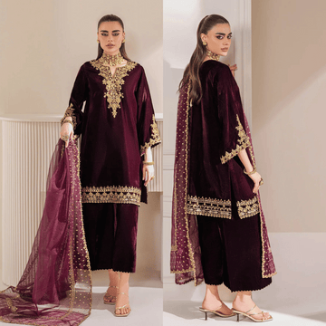 Barouqe Micro Velvet 9000 Festive 3 Piece Dress - zab979